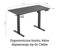 SILVER MONKEY Biurko elektryczne ED-120 black SMM024 - 1162803 - zdjęcie 3